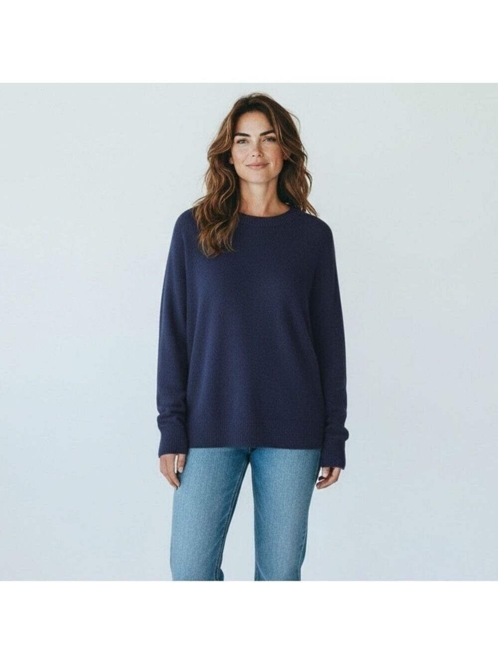 VINTAGE Creation Maria Lisa pullover knit sweater navy blue long sleeve size XL